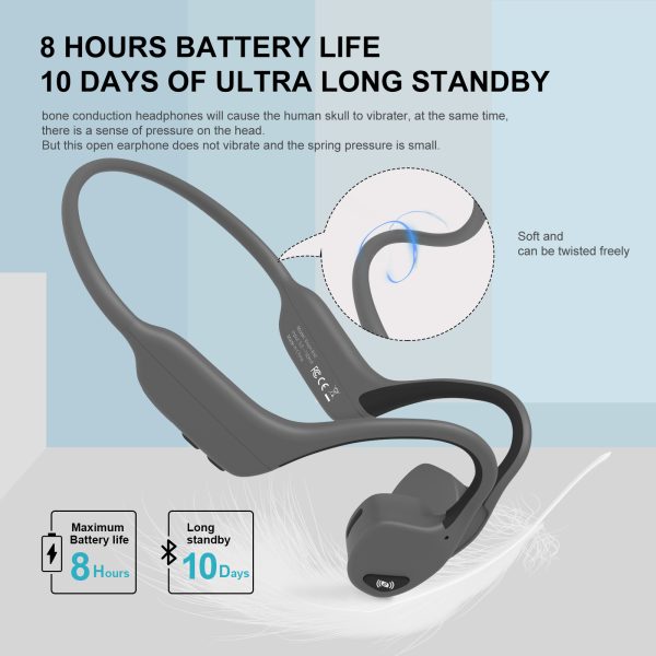 Open Ear Wireless Sport Bluetooth Headphones with Mic, Headset Earphone, Long Battery and Ultra-Lightweight